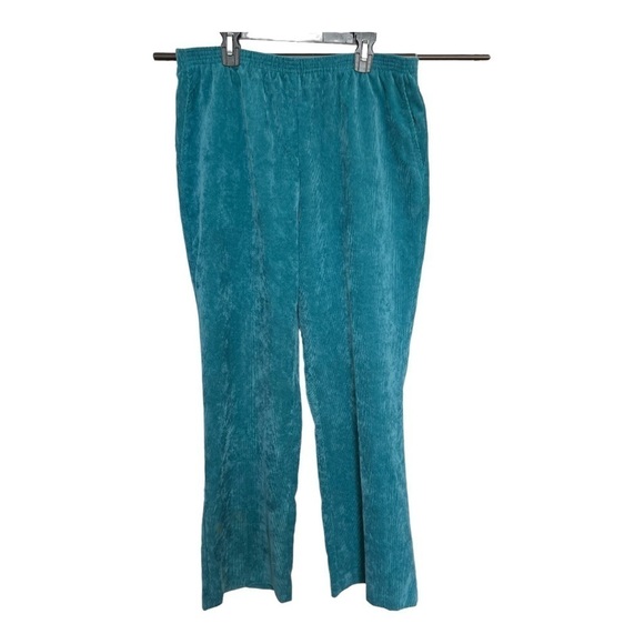 N Touch Elastic Waist Corduroy Pants Pull on Teal Blue‎ size 12 Pockets 5163 - Picture 1 of 8